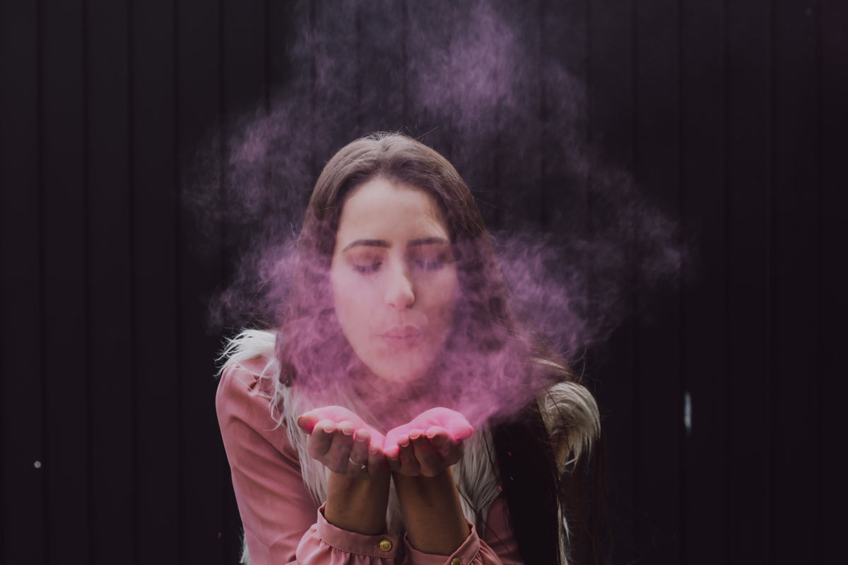 blow pink dust